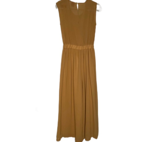 Row Camel Colored Semi-Sheer Crepe Jumpsuit Surplice Front Medium - Picture 2 of 8
